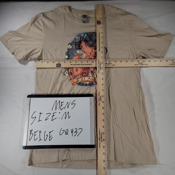Princess Jasmin Gildan Crew Neck Graphic T Shirt Mens Size Medium M Beige - Picture 6 of 9